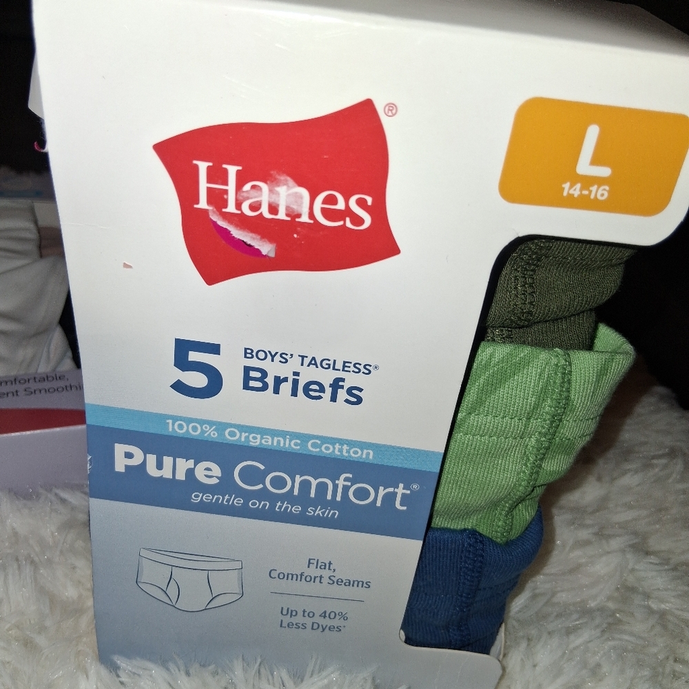 Hanes Boys' Tagless Briefs - Green and Blue